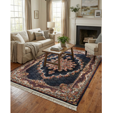 Isfahan Vierkant Oosters Vloerkleed Klassiek Vintage Tapijt Blauw Navy