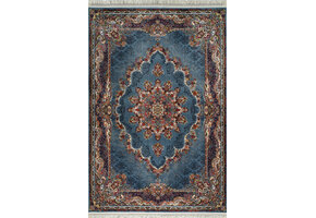 Isfahan Vierkant Oosters Vloerkleed Klassiek Vintage Tapijt Blauw