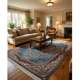 Isfahan Vierkant Oosters Vloerkleed Klassiek Vintage Tapijt Blauw