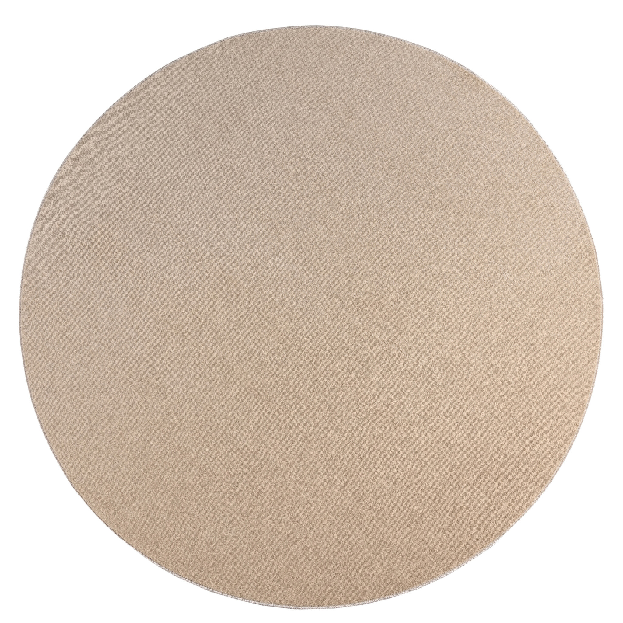 Relax Samba Rond - Wasbaar Effen Vloerkleed - Uni Tapijt - Beige