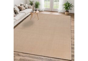 Relax Samba Vierkant - Wasbaar Effen Vloerkleed - Uni Tapijt - Beige