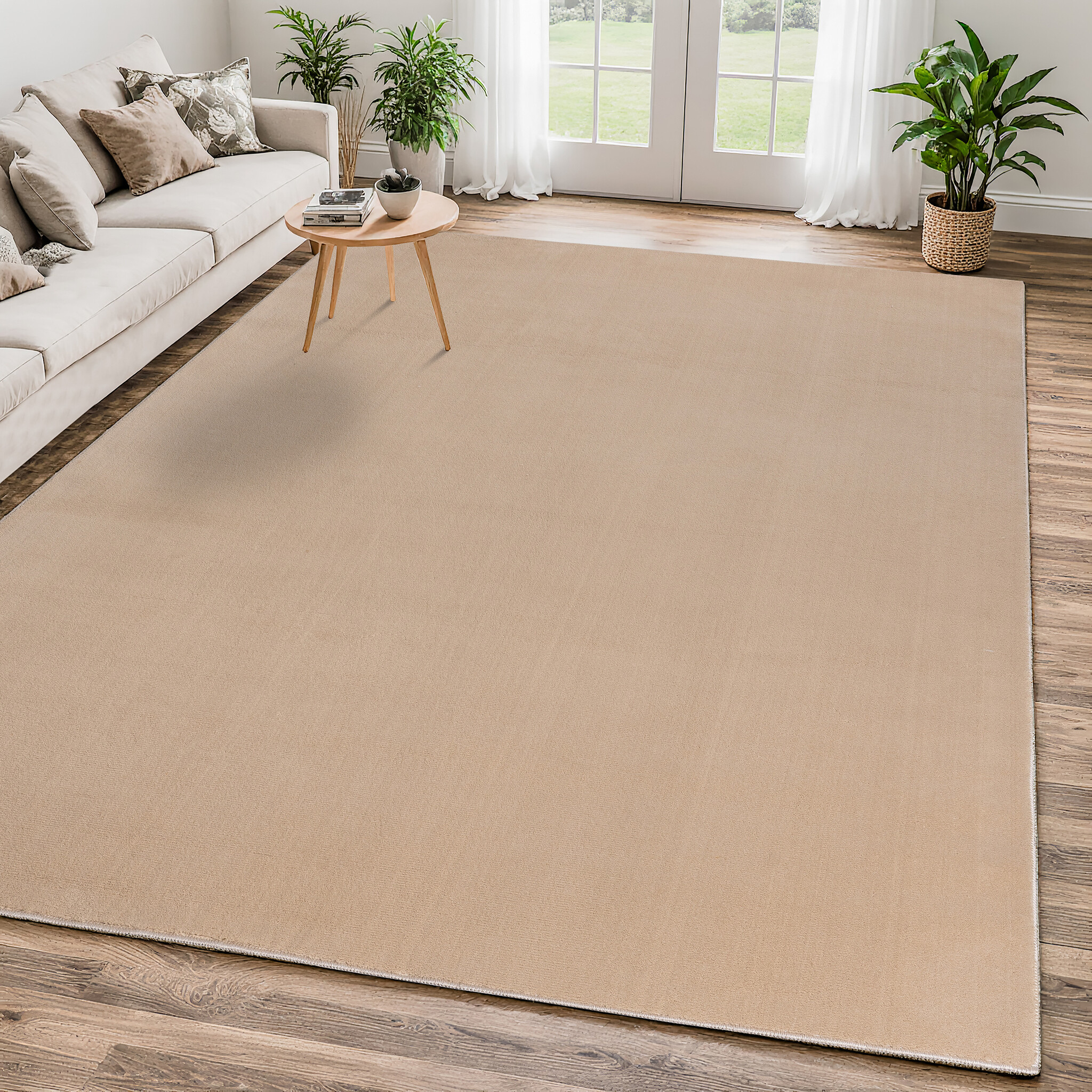 Relax Samba Vierkant - Wasbaar Effen Vloerkleed - Uni Tapijt - Beige