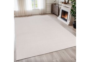 Relax Samba - Wasbaar Effen Vloerkleed - Uni Tapijt - Creme