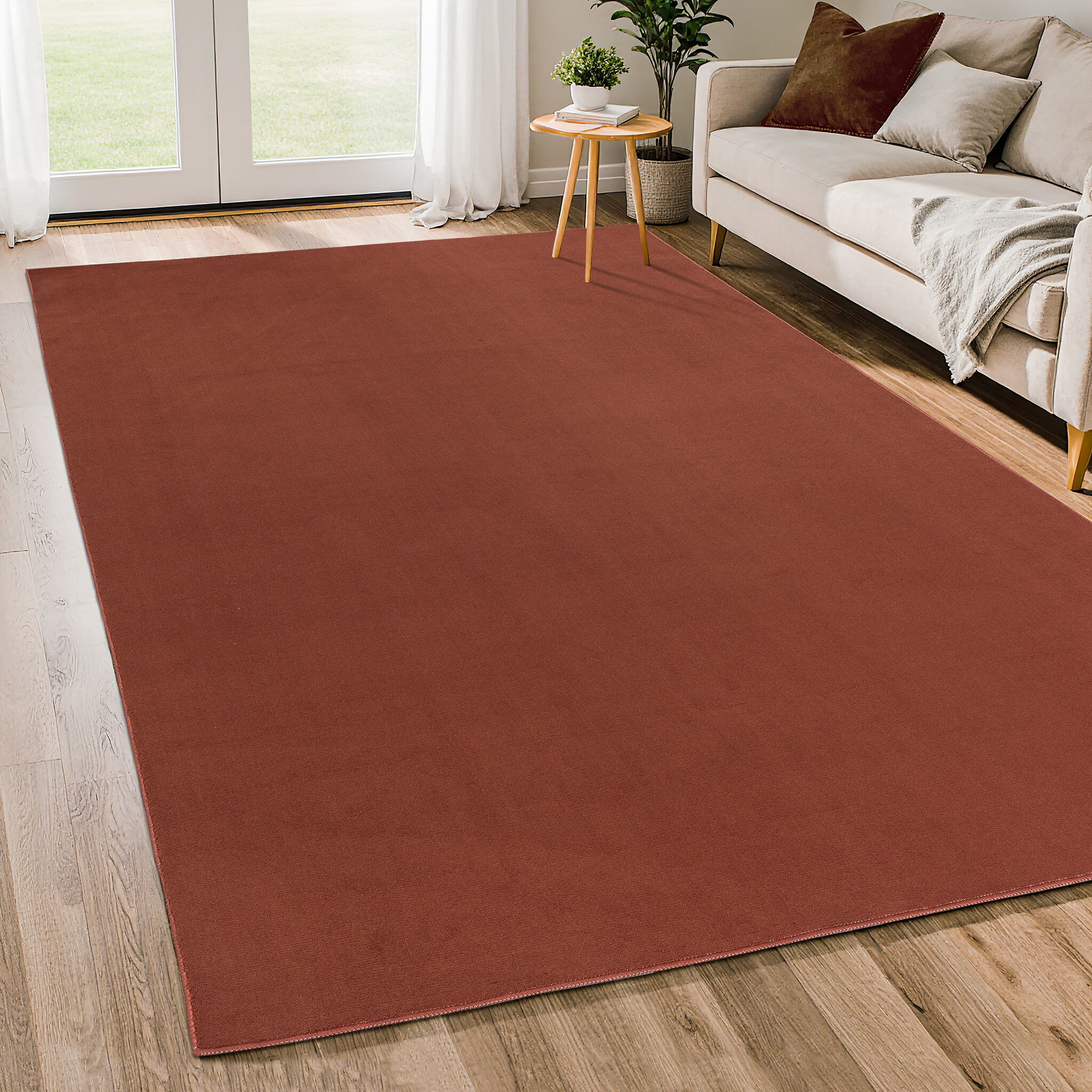 Relax Samba - Wasbaar Effen Vloerkleed - Uni Tapijt - Terra