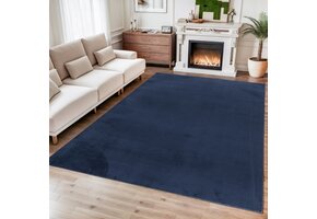 Relax Samba Vierkant - Wasbaar Effen Vloerkleed - Uni Tapijt - Blauw