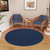 Relax Samba Rond - Wasbaar Effen Vloerkleed - Uni Tapijt - Blauw