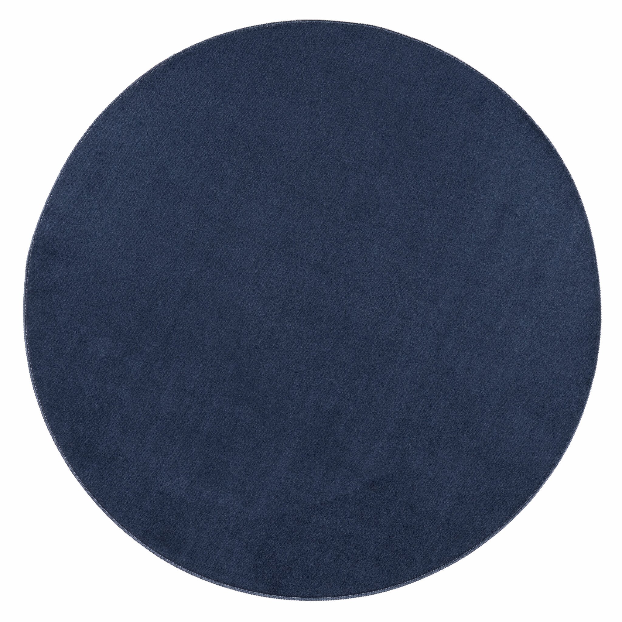 Relax Samba Rond - Wasbaar Effen Vloerkleed - Uni Tapijt - Blauw