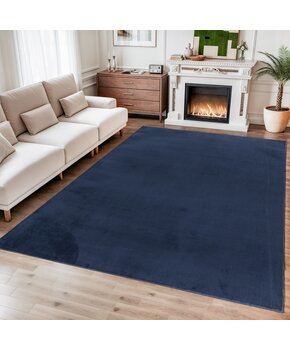 Relax Samba - Wasbaar Effen Vloerkleed - Uni Tapijt - Blauw