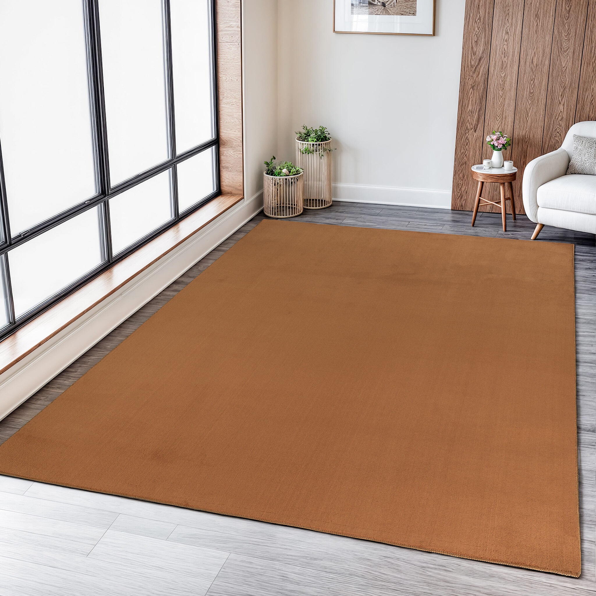 Relax Samba Vierkant - Wasbaar Effen Vloerkleed - Uni Tapijt - Goud