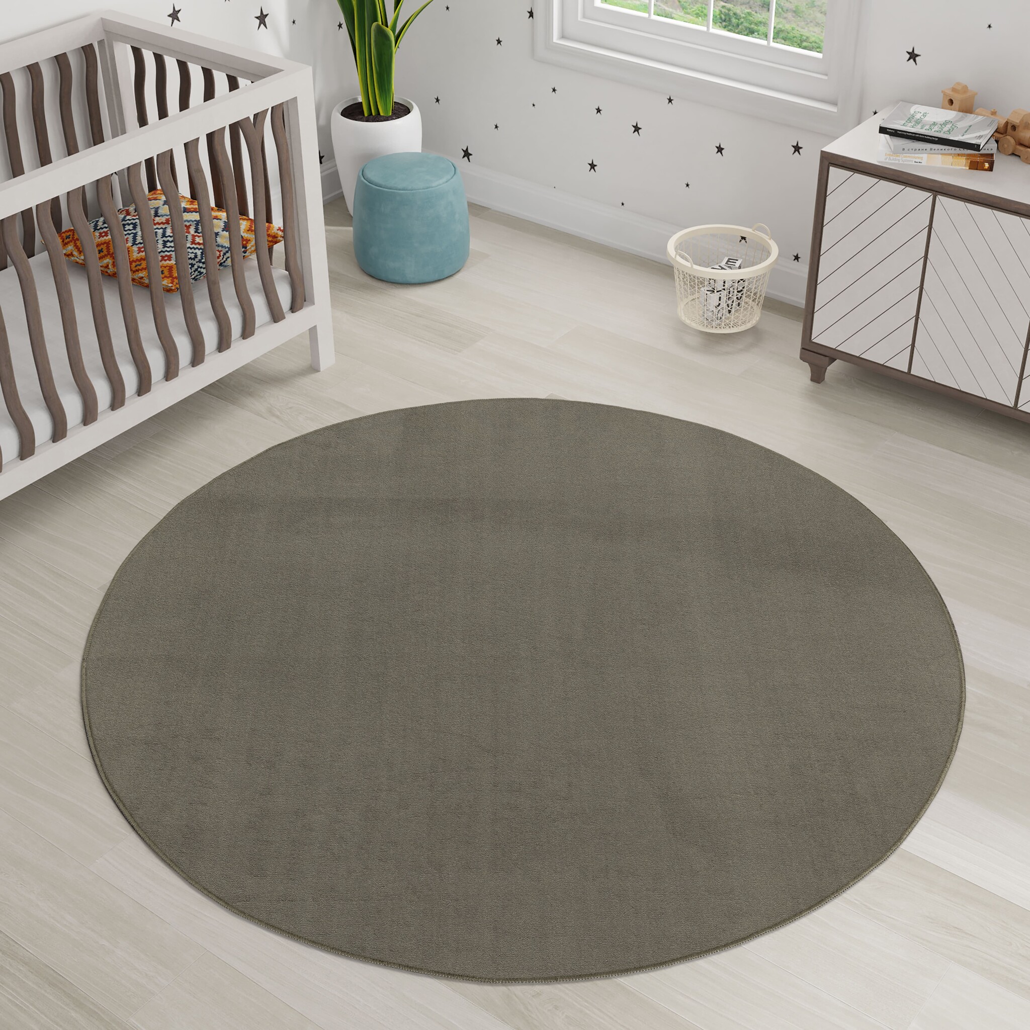 Relax Samba Rond - Wasbaar Effen Vloerkleed - Uni Tapijt - Groen