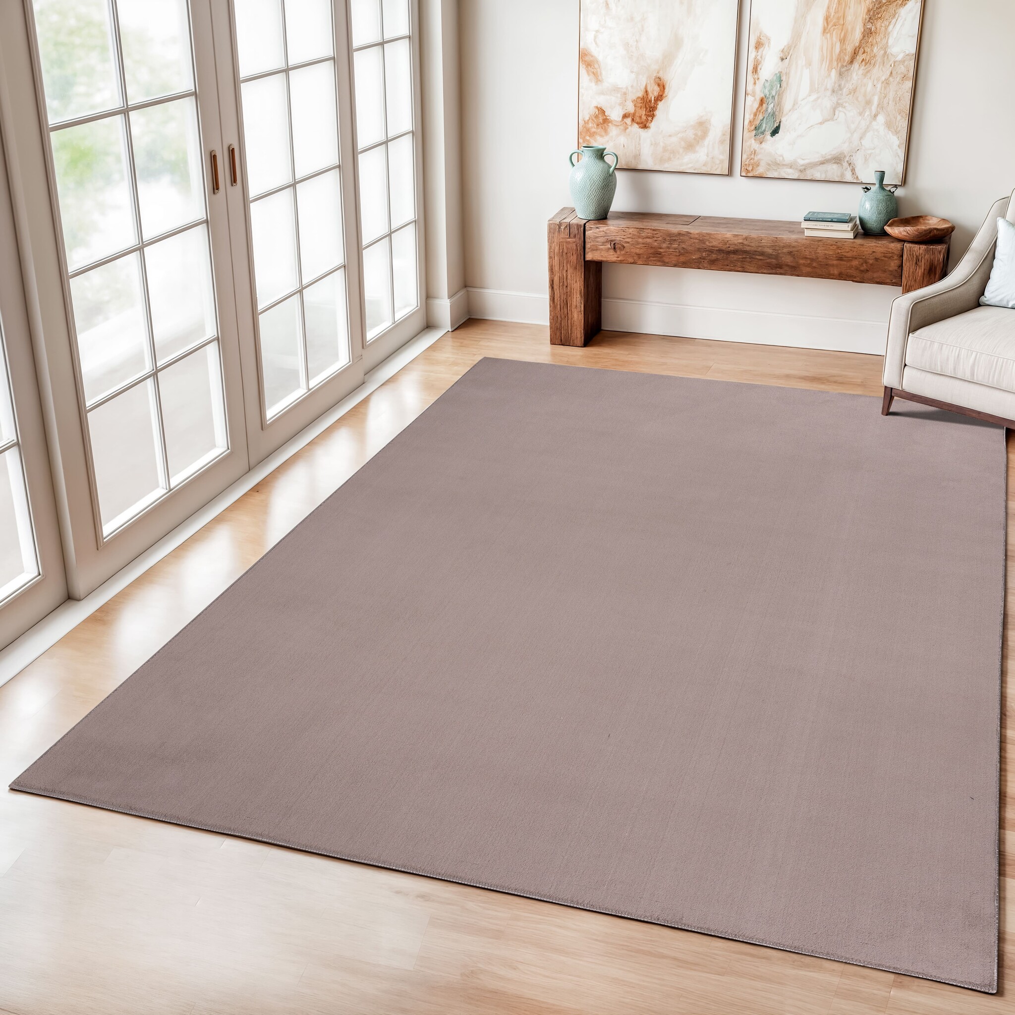 Relax Samba Vierkant - Wasbaar Effen Vloerkleed - Uni Tapijt - Taupe