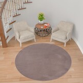 Relax Samba Rond - Wasbaar Effen Vloerkleed - Uni Tapijt - Taupe