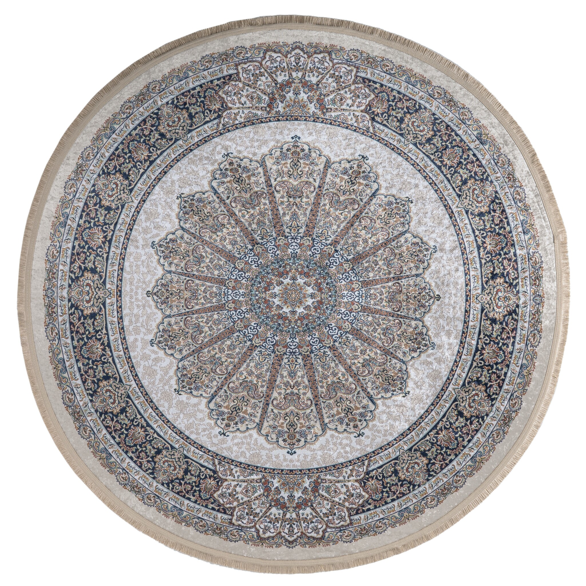 Star Rond Klassiek Oosters Vloerkleed Wasbaar Creme