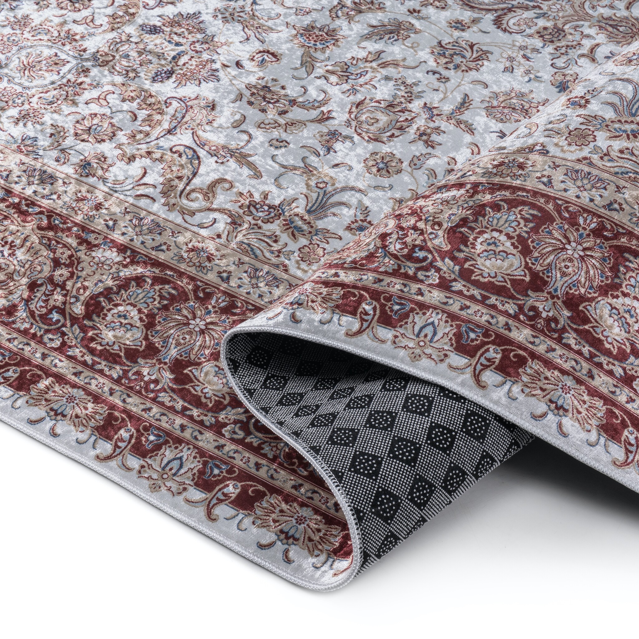 Star Klassiek Oosters Vloerkleed Wasbaar Anti Slip Creme Rood