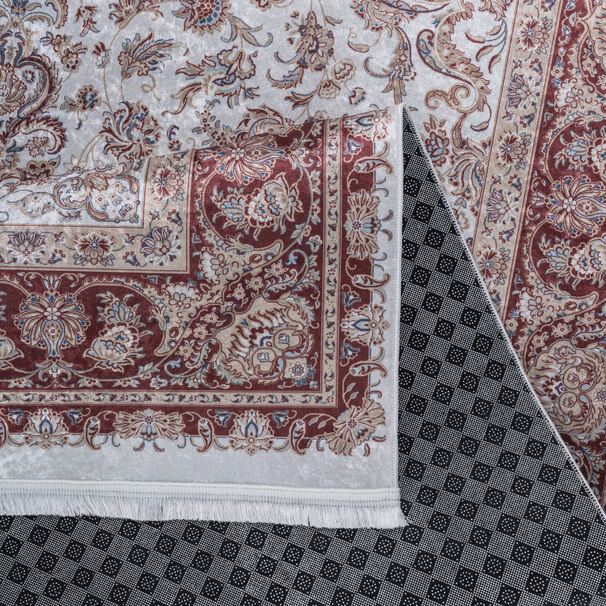 Star Klassiek Oosters Vloerkleed Wasbaar Anti Slip Creme Rood