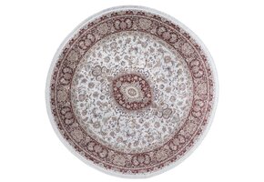 Star Rond Klassiek Oosters Vloerkleed Wasbaar Creme Rood