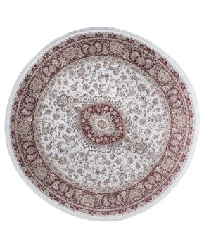 Star Rond Klassiek Oosters Vloerkleed Wasbaar Creme Rood