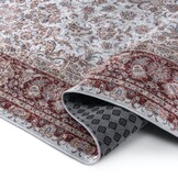 Star Rond Klassiek Oosters Vloerkleed Wasbaar Creme Rood