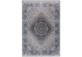 Star Klassiek Oosters Vloerkleed Wasbaar Anti Slip Grijs Blauw