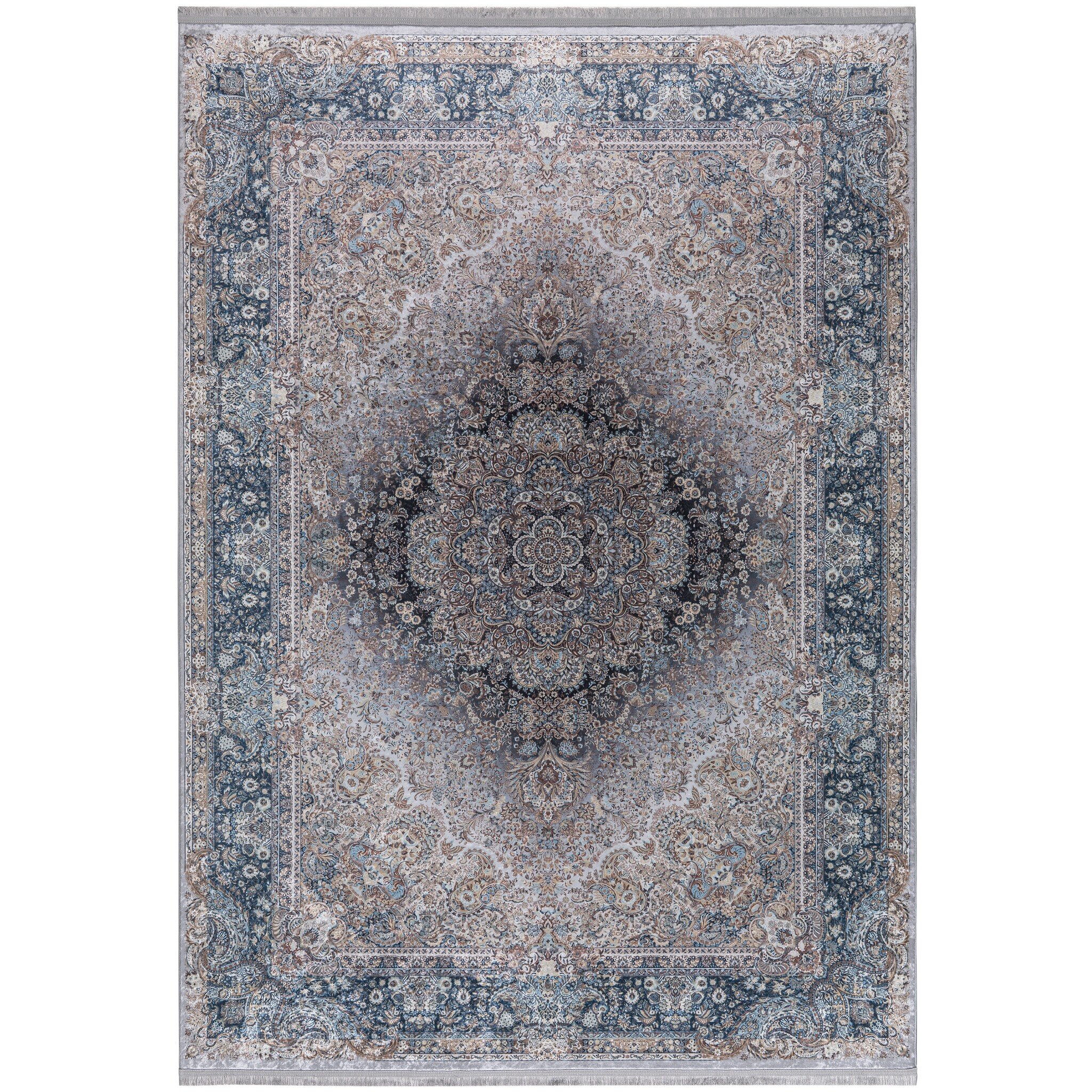 Star Klassiek Oosters Vloerkleed Wasbaar Anti Slip Grijs Blauw