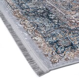 Star Klassiek Oosters Vloerkleed Wasbaar Anti Slip Grijs Blauw