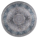 Star Rond Klassiek Oosters Vloerkleed Wasbaar Grijs Blauw