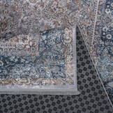 Star Rond Klassiek Oosters Vloerkleed Wasbaar Grijs Blauw