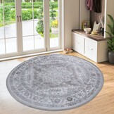 Star Rond Vintage Vloerkleed Wasbaar Grijs Beige