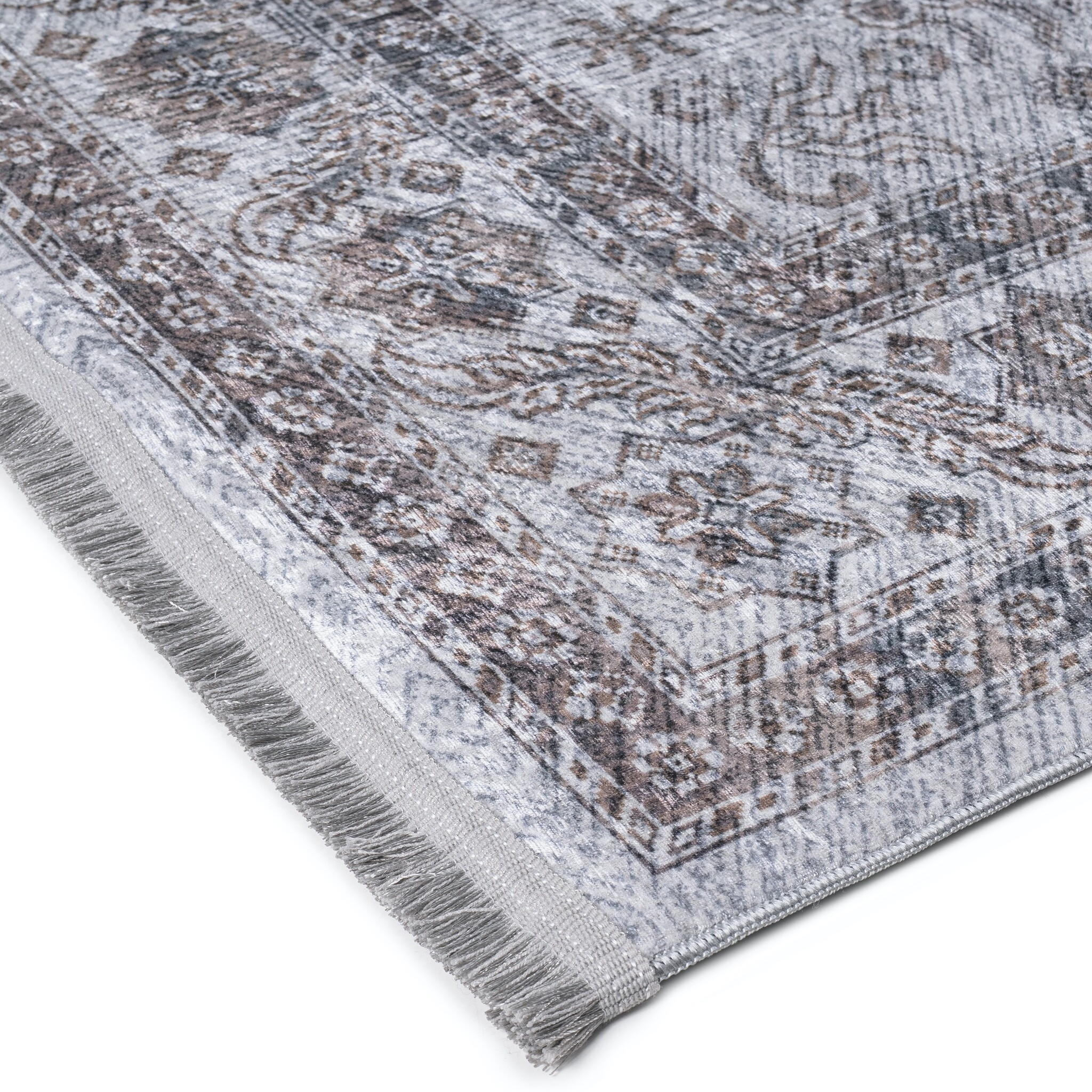 Star Rond Vintage Vloerkleed Wasbaar Grijs Beige