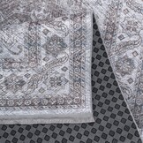 Star Rond Vintage Vloerkleed Wasbaar Grijs Beige