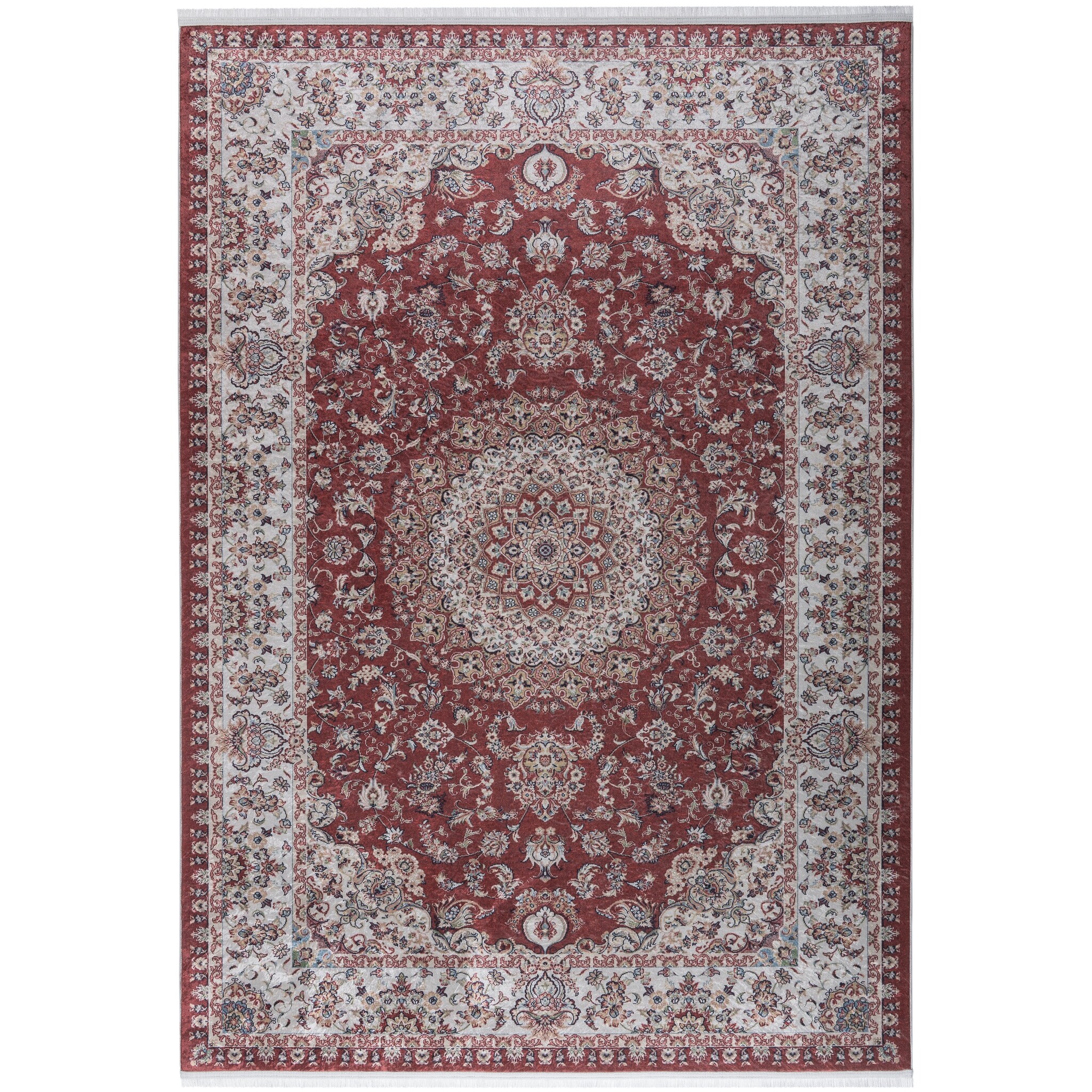 Star Klassiek Oosters Vloerkleed Wasbaar Anti Slip Rood Creme