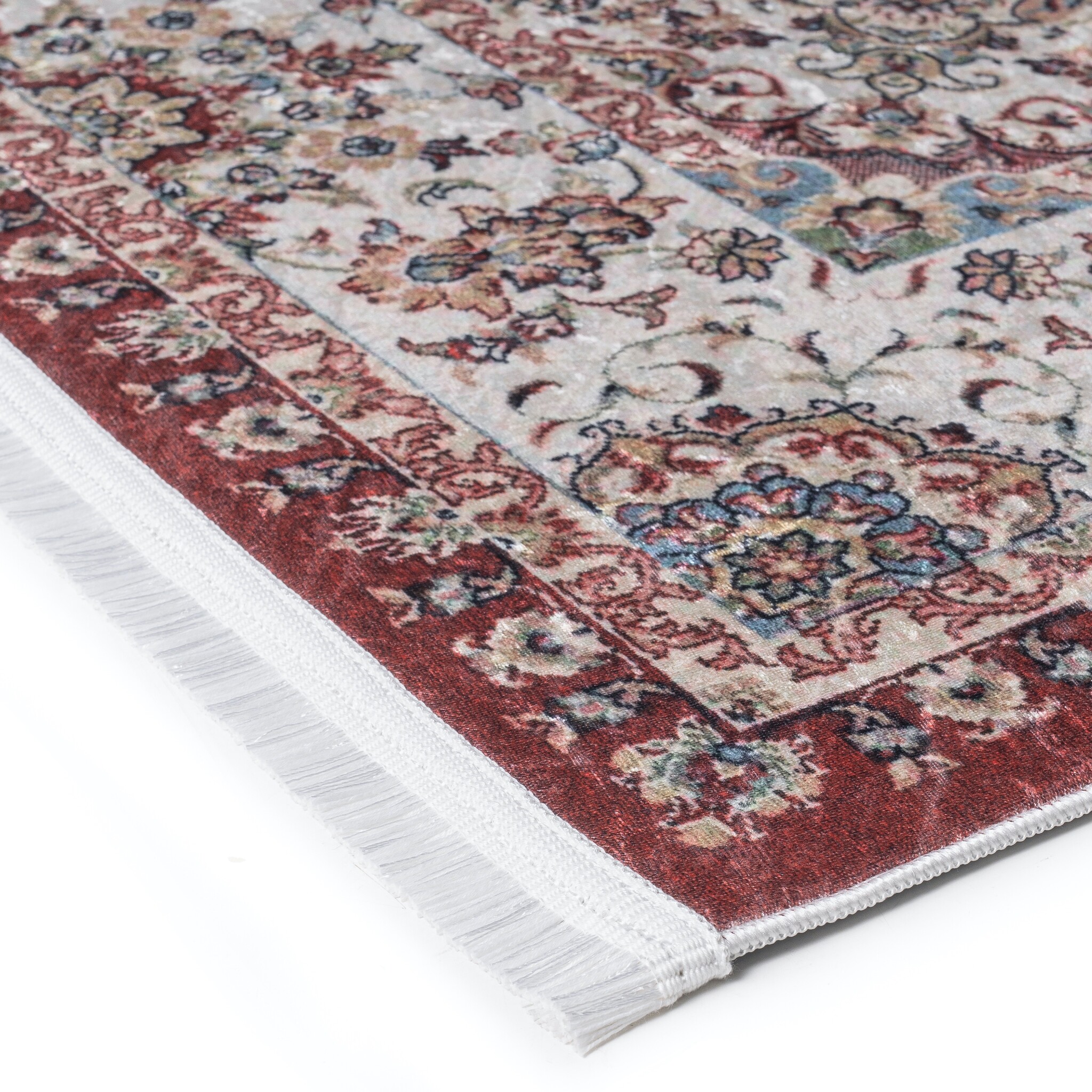 Star Klassiek Oosters Vloerkleed Wasbaar Anti Slip Rood Creme