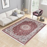 Star Klassiek Oosters Vloerkleed Wasbaar Anti Slip Rood Creme