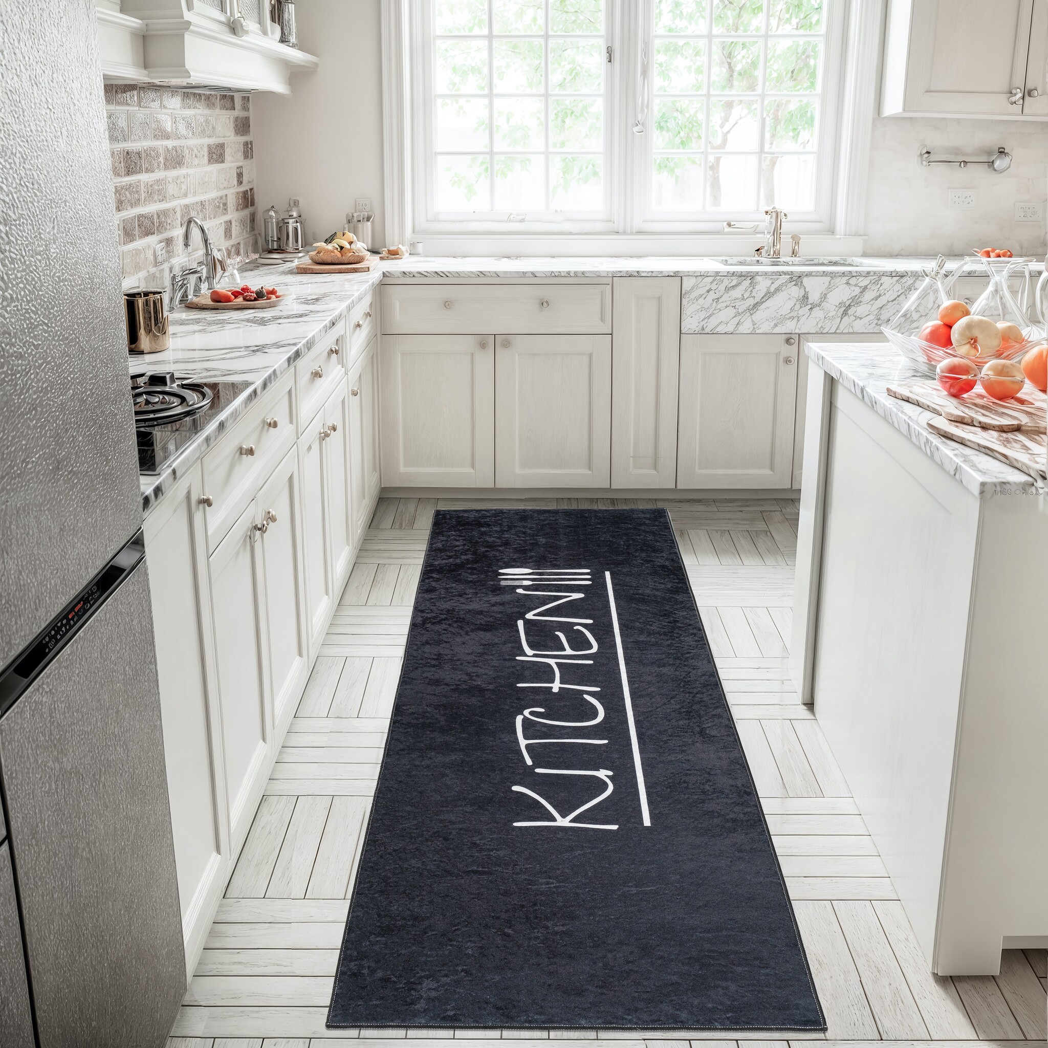 Keukenloper Kitchen Wasbaar Anti-slip Zwart