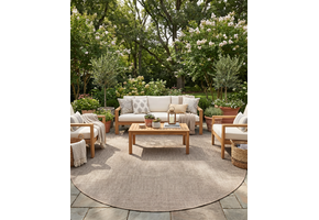 Buitenkleed - Brussels Rond Uni Effen Linnen Beige