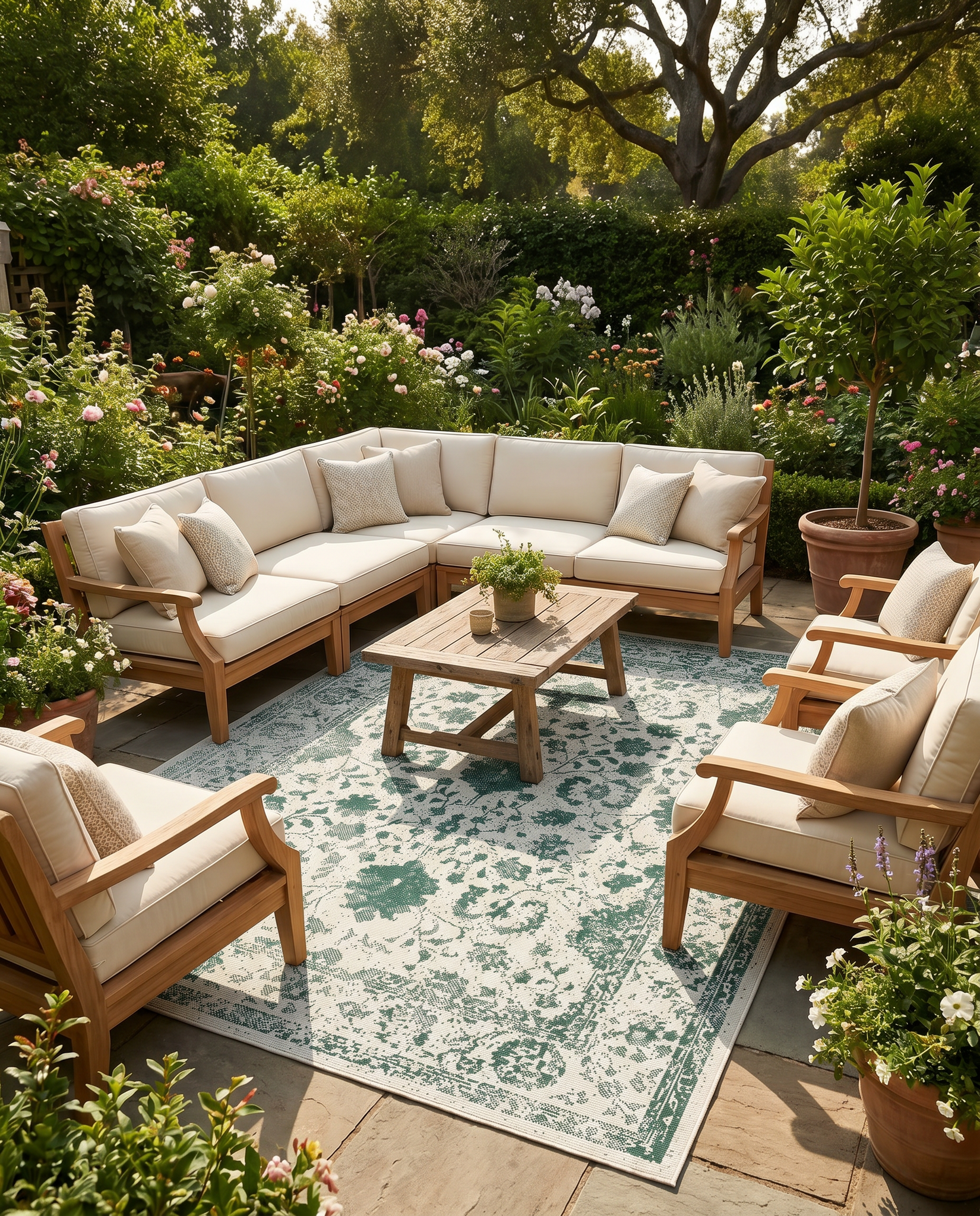 Buitenkleed - Brussels Vintage Groen Creme