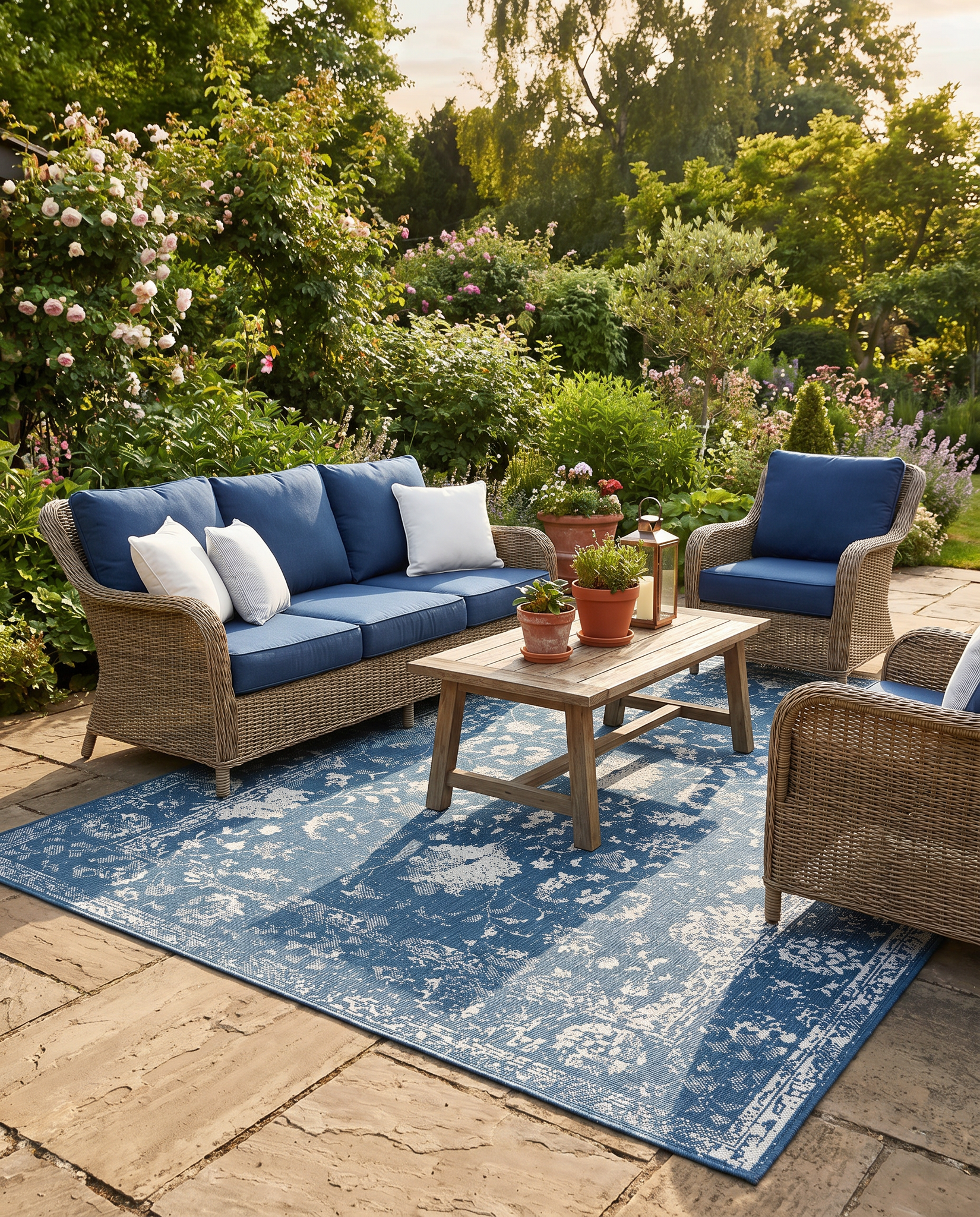 Buitenkleed - Brussels Vintage Blauw Creme