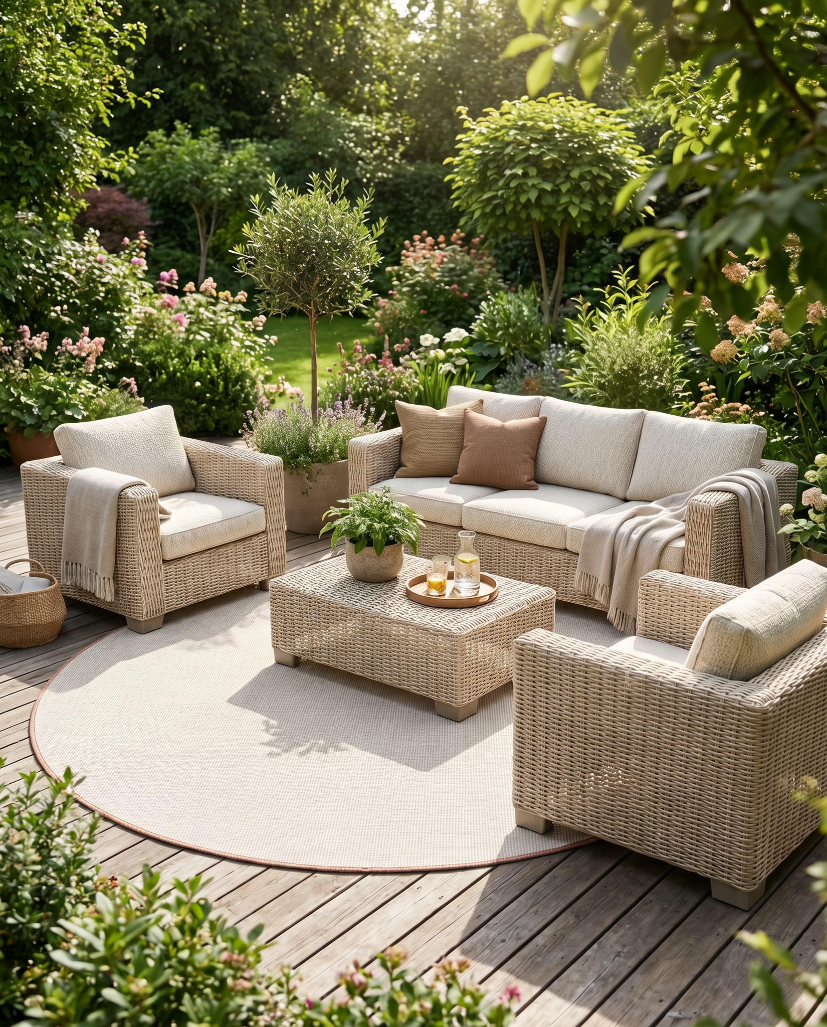 Buitenkleed - Brussels Rond Uni Effen Terra