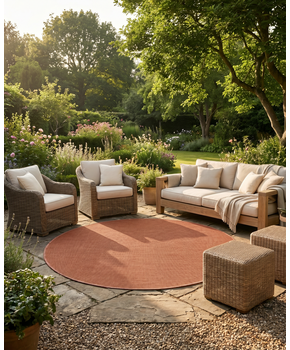 Buitenkleed - Brussels Rond Uni Effen Terra