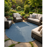 Buitenkleed - Brussels Rond Uni Effen Blauw