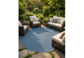 Buitenkleed - Brussels Rond Uni Effen Blauw