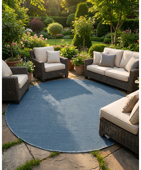 Buitenkleed - Brussels Rond Uni Effen Blauw