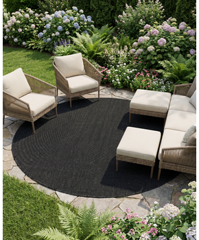 Buitenkleed - Brussels Rond Uni Effen Zwart