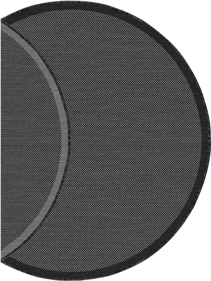 Buitenkleed - Brussels Rond Uni Effen Kader Zwart