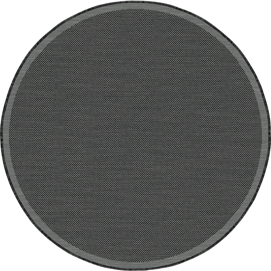 Buitenkleed - Brussels Rond Uni Effen Kader Zwart