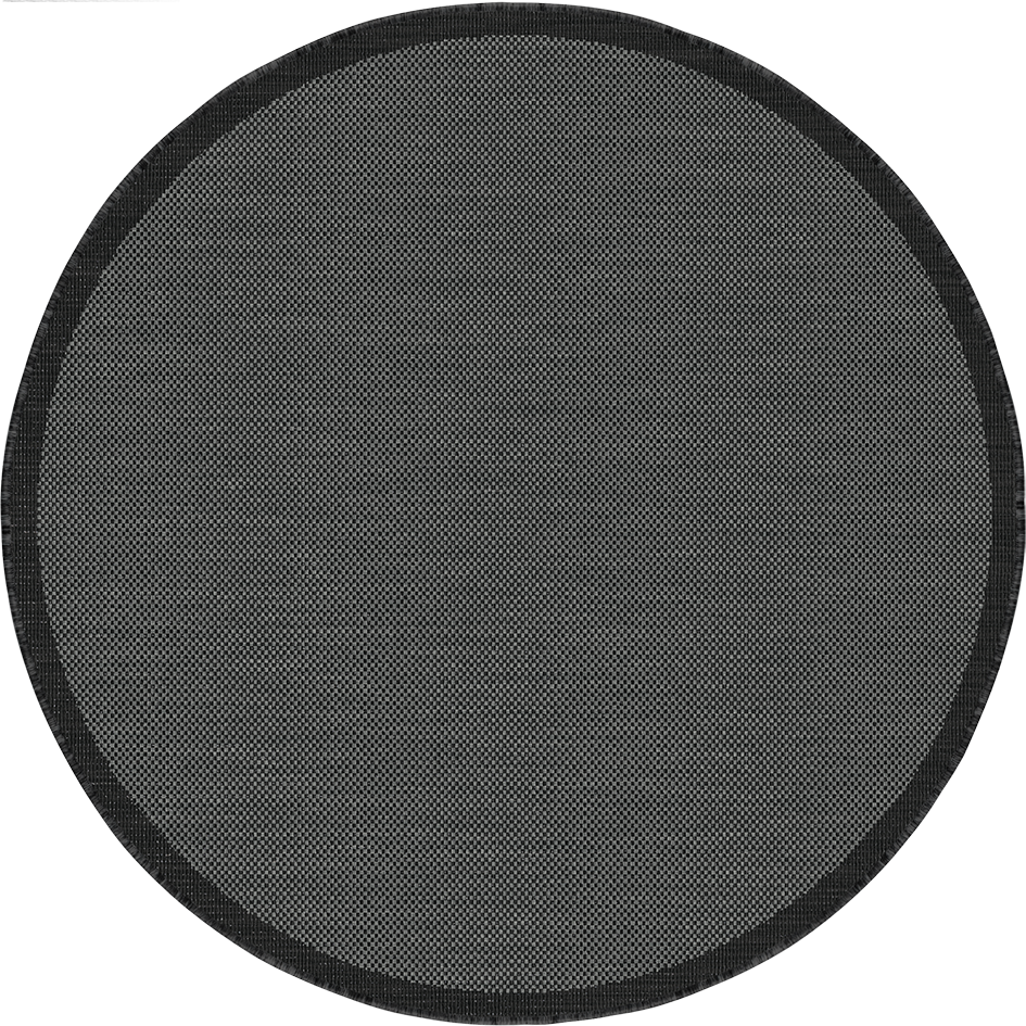 Buitenkleed - Brussels Rond Uni Effen Kader Zwart