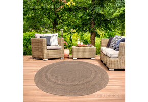 Sahara Rond Buitenkleed Jute-Look Weerbestendig Vloerkleed Beige