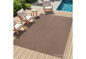 Sahara Japandi Buitenkleed Jute-Look Weerbestendig Vloerkleed Beige Zwart