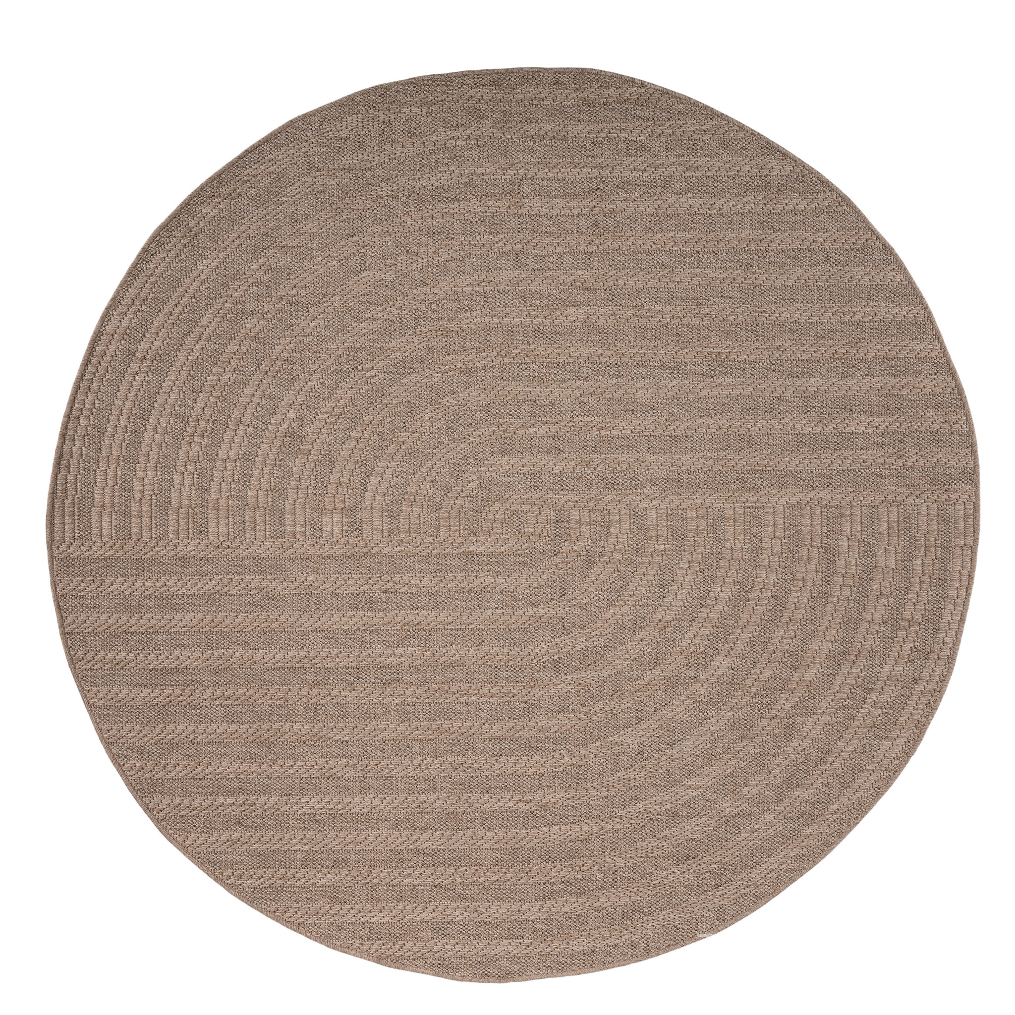 Sahara Japandi Rond Buitenkleed Jute-Look Weerbestendig Vloerkleed Beige Zwart
