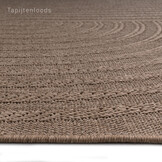 Sahara Japandi Rond Buitenkleed Jute-Look Weerbestendig Vloerkleed Beige Zwart